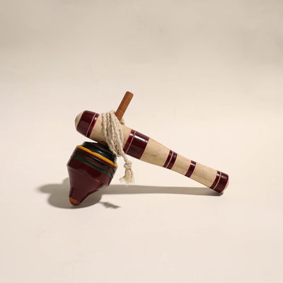  Handmade Lacquered Wooden Spinning Top - Lattu