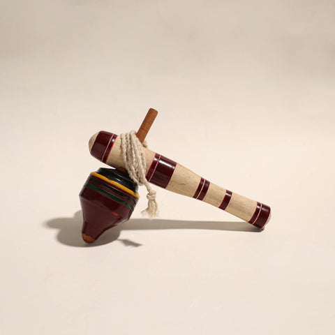  Handmade Lacquered Wooden Spinning Top - Lattu