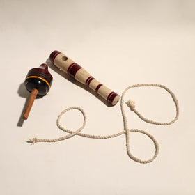  Handmade Lacquered Wooden Spinning Top - Lattu