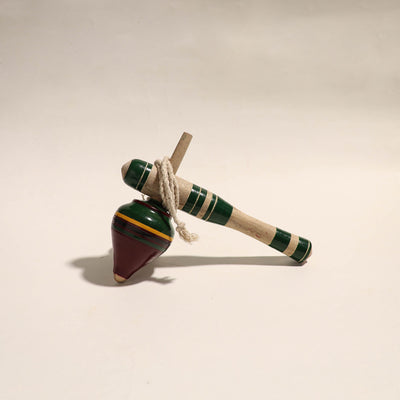  Handmade Lacquered Wooden Spinning Top - Lattu