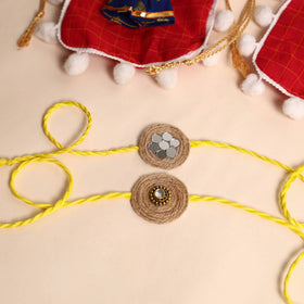  Handmade Mirror & Stone Work Jute Rakhi (Set of 2)