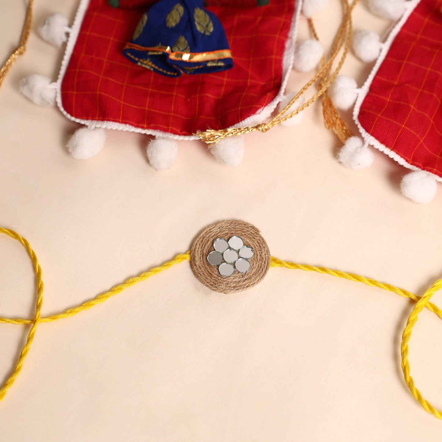  Handmade Mirror & Stone Work Jute Rakhi (Set of 2)