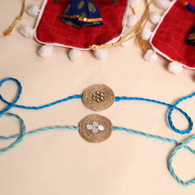  Handmade Mirror & Stone Work Jute Rakhi (Set of 2)