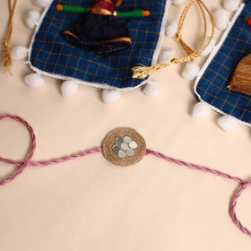  Handmade Mirror & Stone Work Jute Rakhi (Set of 2)