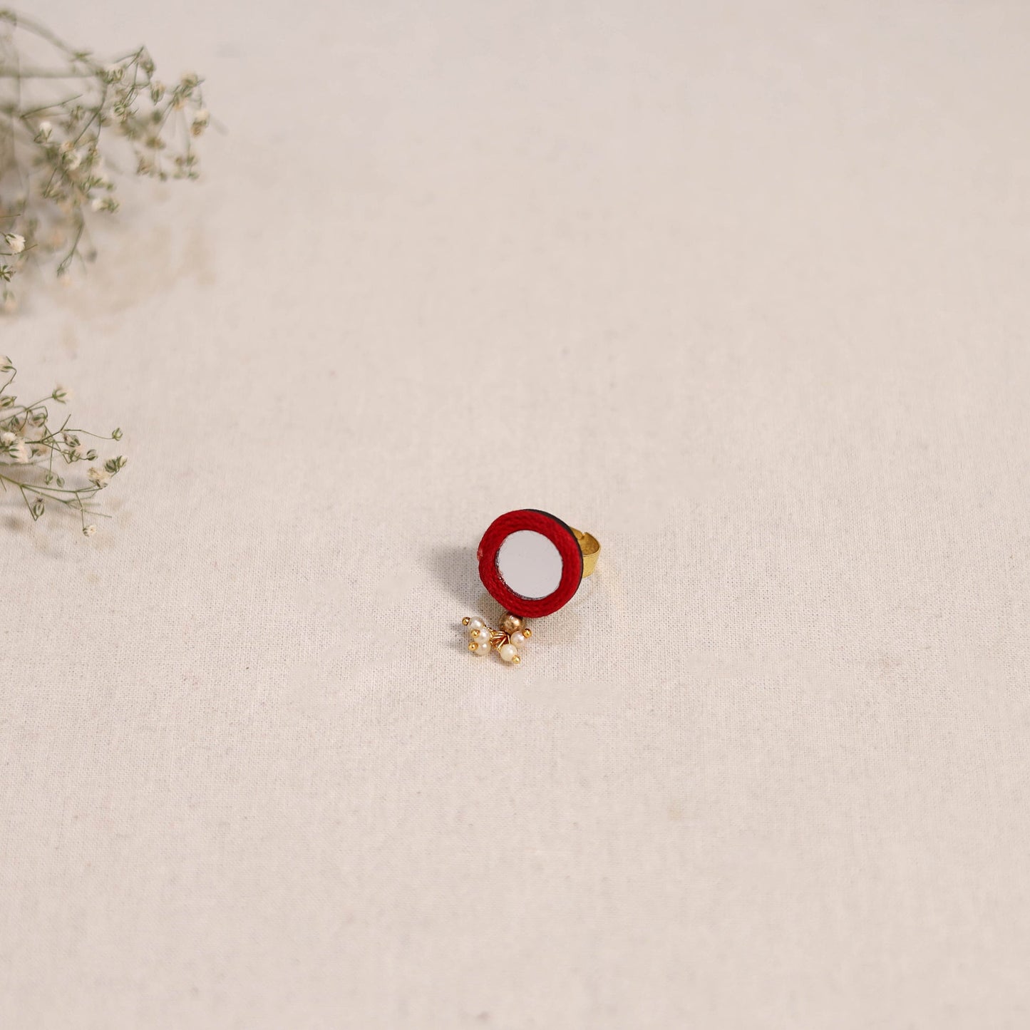 Handmade mirror work ring 70 - handcrafted