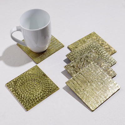  Handmade Papier Mache Metal Coated Coasters 