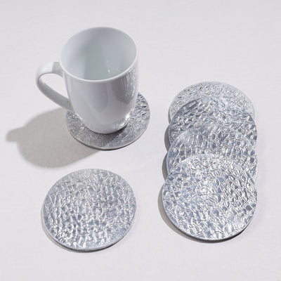  Handmade Papier Mache Metal Coated Coasters 