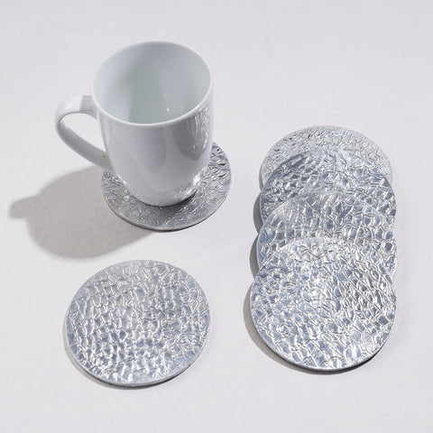  Handmade Papier Mache Metal Coated Coasters 