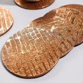  Handmade Papier Mache Metal Coated Coasters 