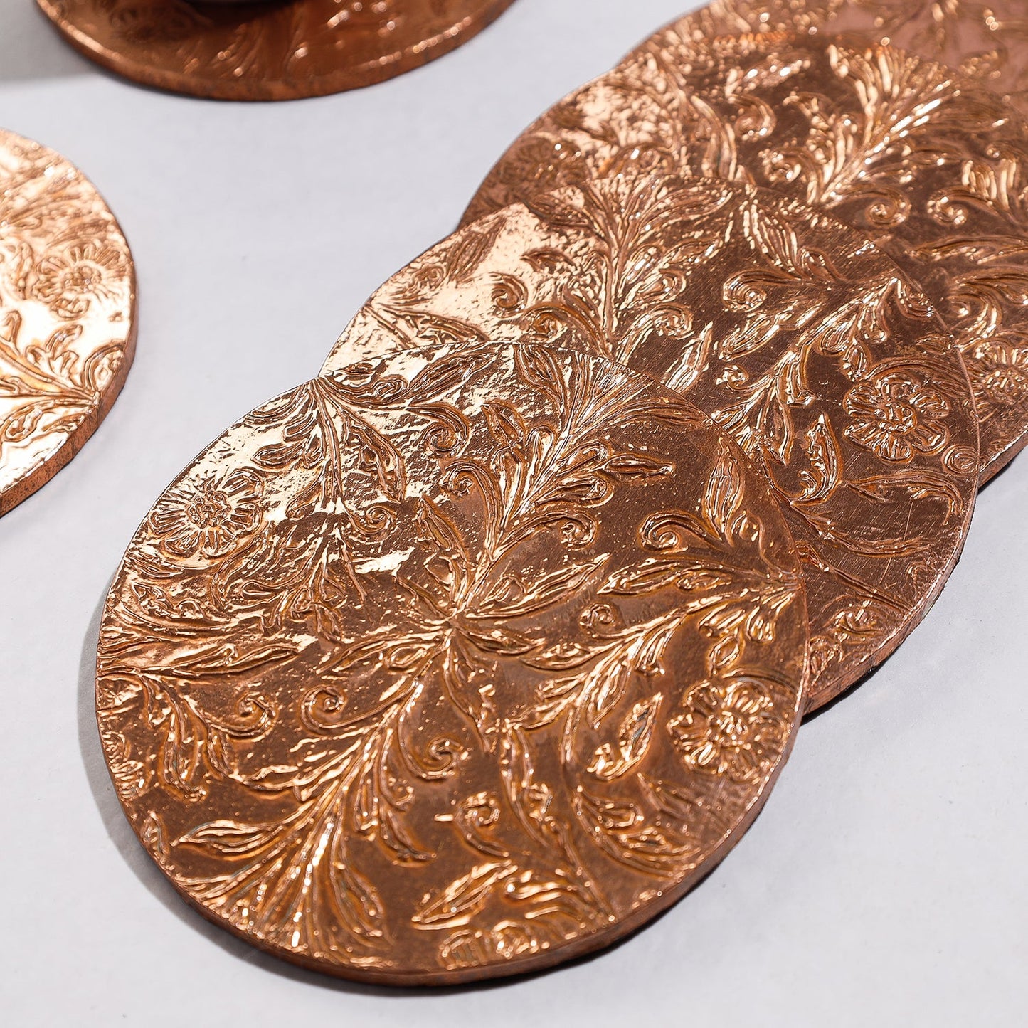  Handmade Papier Mache Metal Coated Coasters 