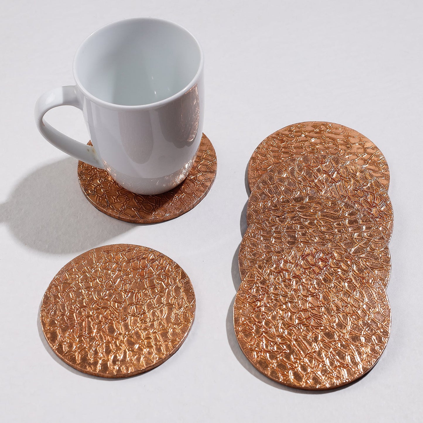  Handmade Papier Mache Metal Coated Coasters 