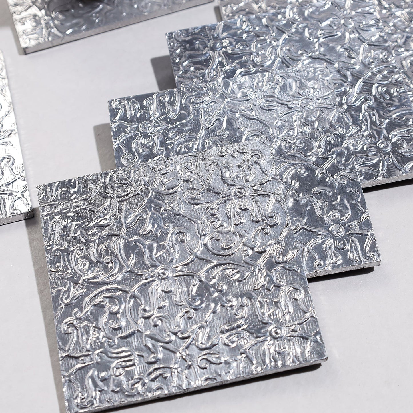  Handmade Papier Mache Metal Coated Coasters 