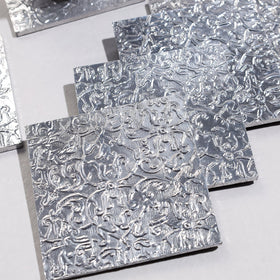  Handmade Papier Mache Metal Coated Coasters 