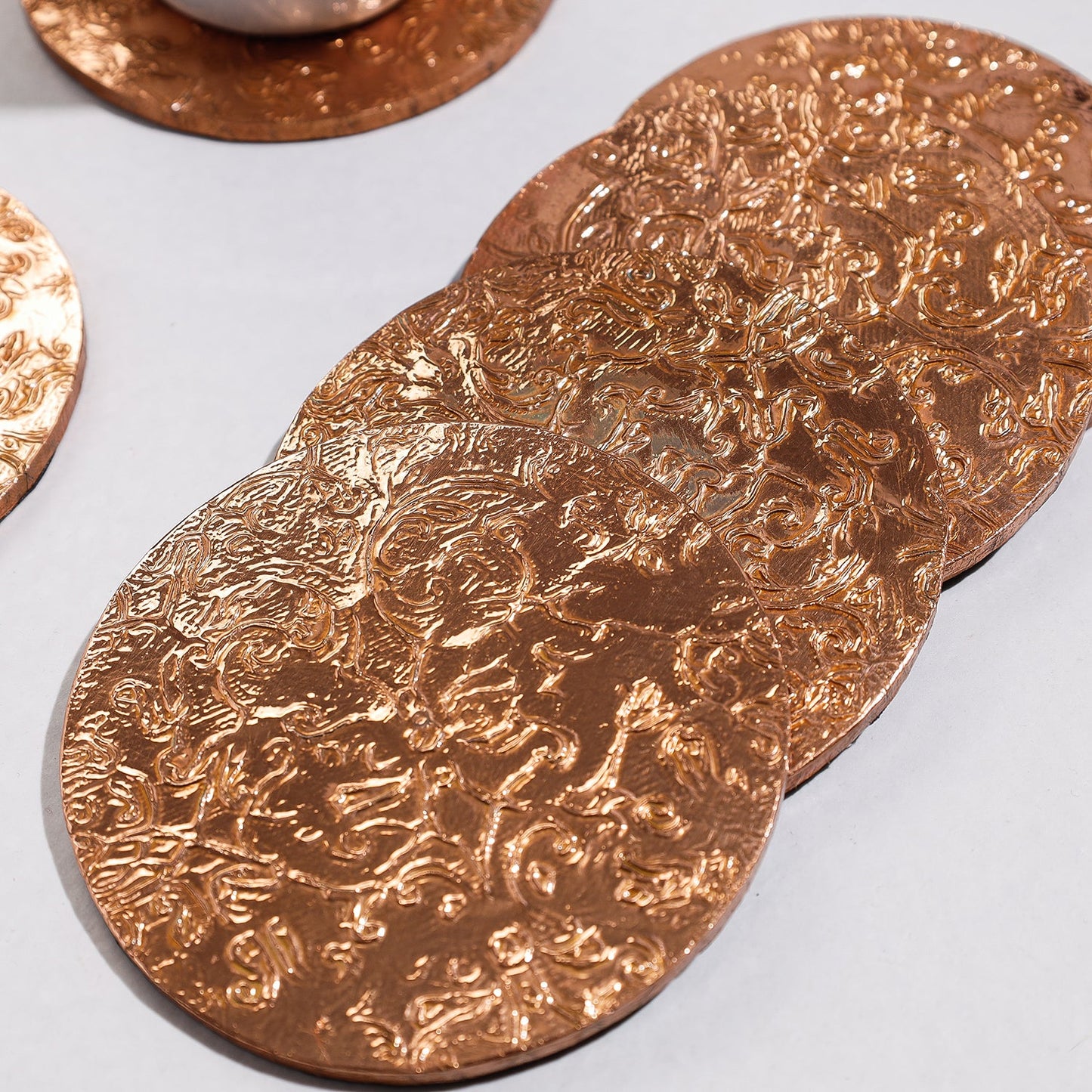  Handmade Papier Mache Metal Coated Coasters 