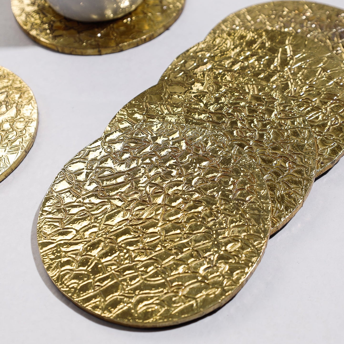  Handmade Papier Mache Metal Coated Coasters 