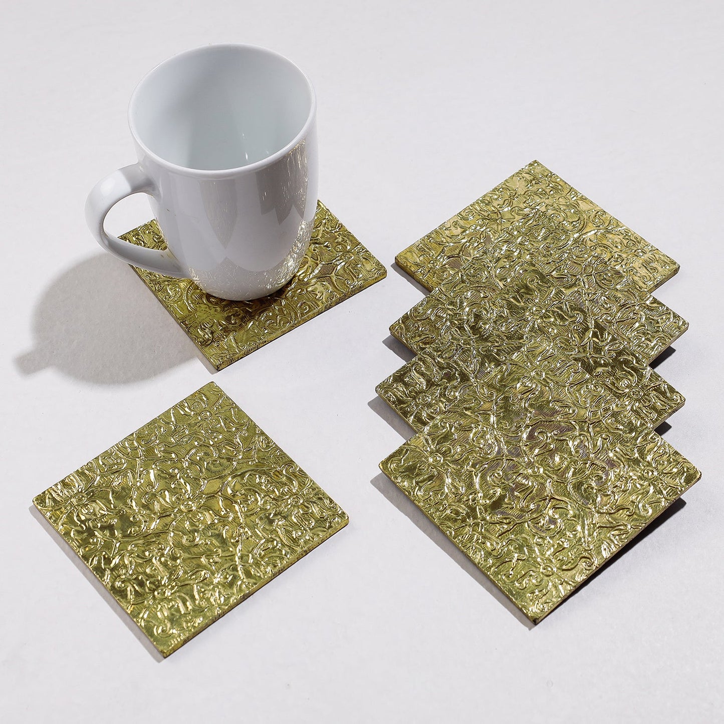  Handmade Papier Mache Metal Coated Coasters 