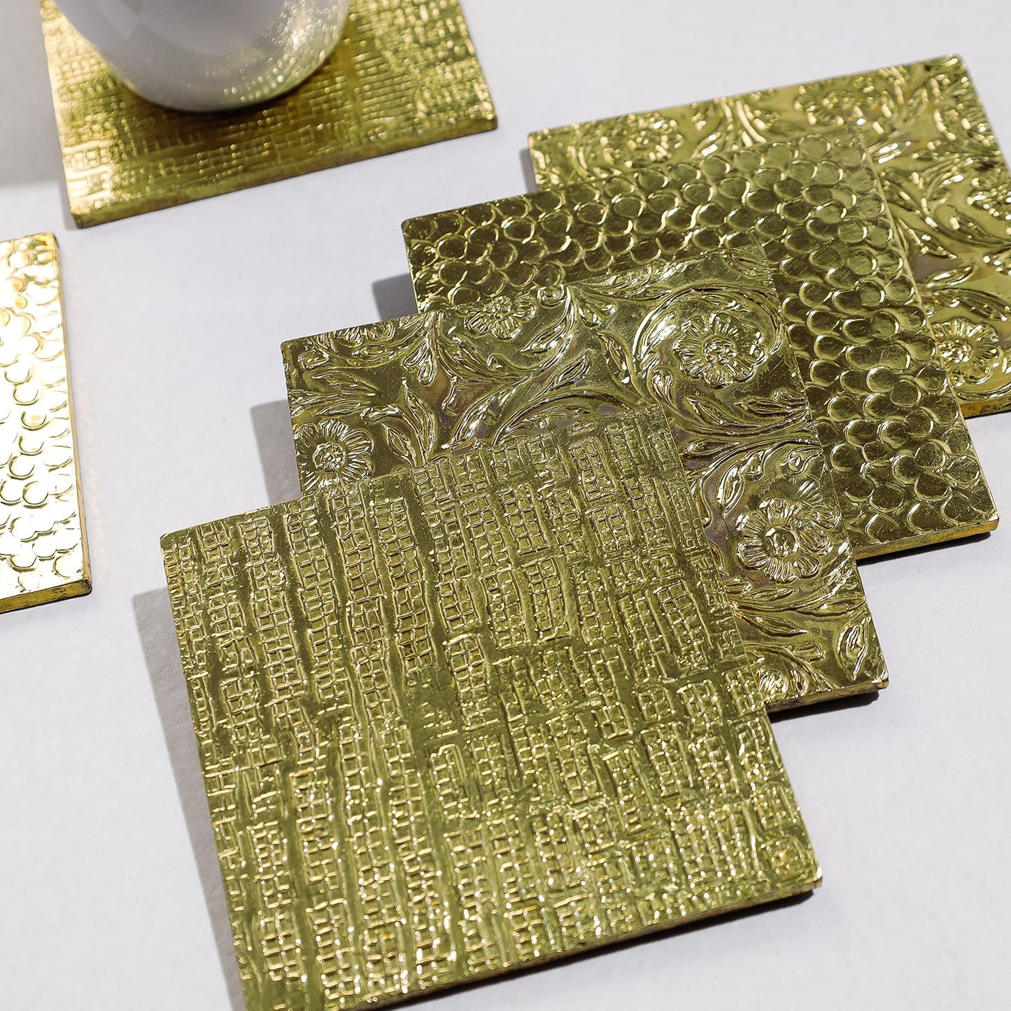  Handmade Papier Mache Metal Coated Coasters 