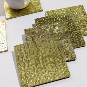  Handmade Papier Mache Metal Coated Coasters 