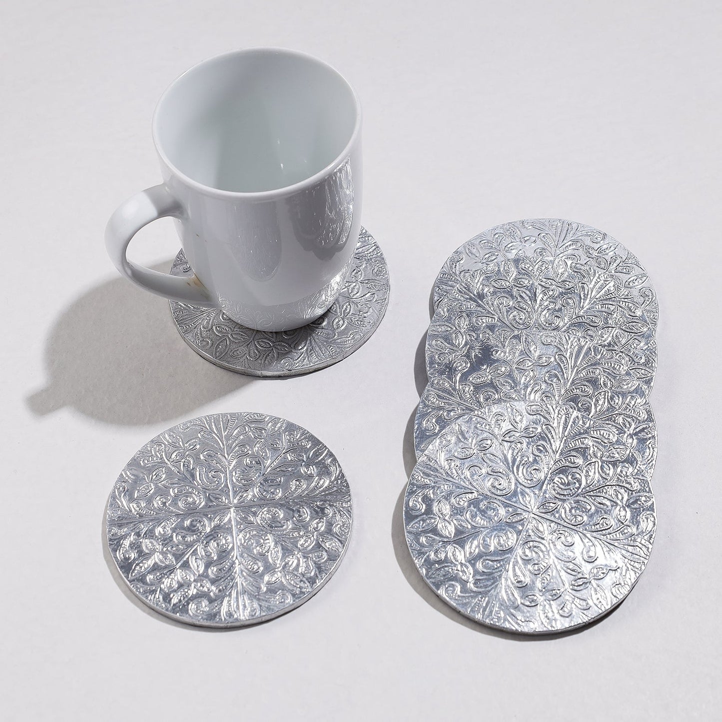  Handmade Papier Mache Metal Coated Coasters 