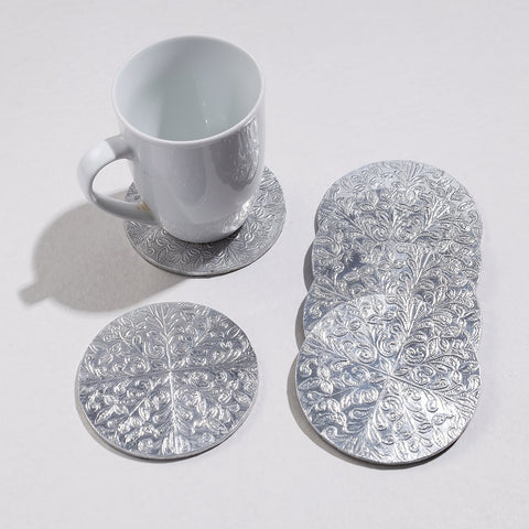  Handmade Papier Mache Metal Coated Coasters 