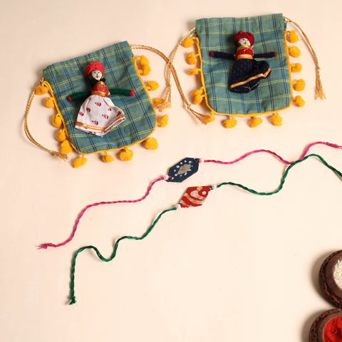  Handmade Pearl Fabric Rakhi (Set of 2)