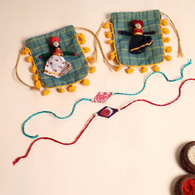  Handmade Pearl Fabric Rakhi (Set of 2)