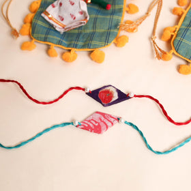  Handmade Pearl Fabric Rakhi (Set of 2)