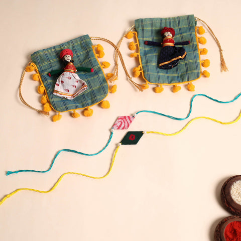  Handmade Pearl Fabric Rakhi (Set of 2)