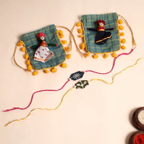  Handmade Pearl Fabric Rakhi (Set of 2)