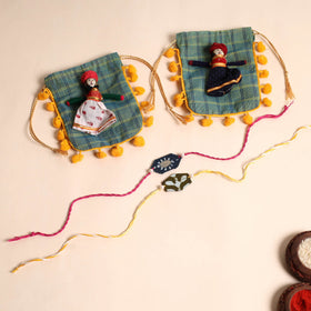  Handmade Pearl Fabric Rakhi (Set of 2)