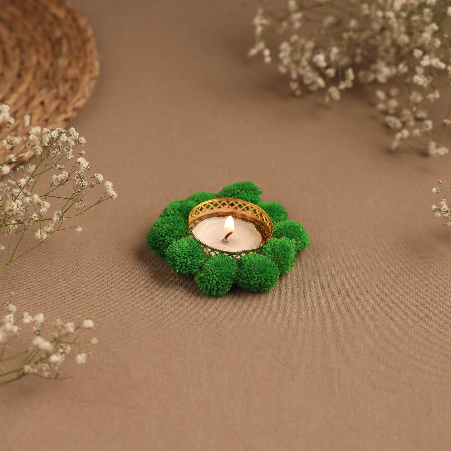 Handmade pom tealight candle holder 21 - handcrafted