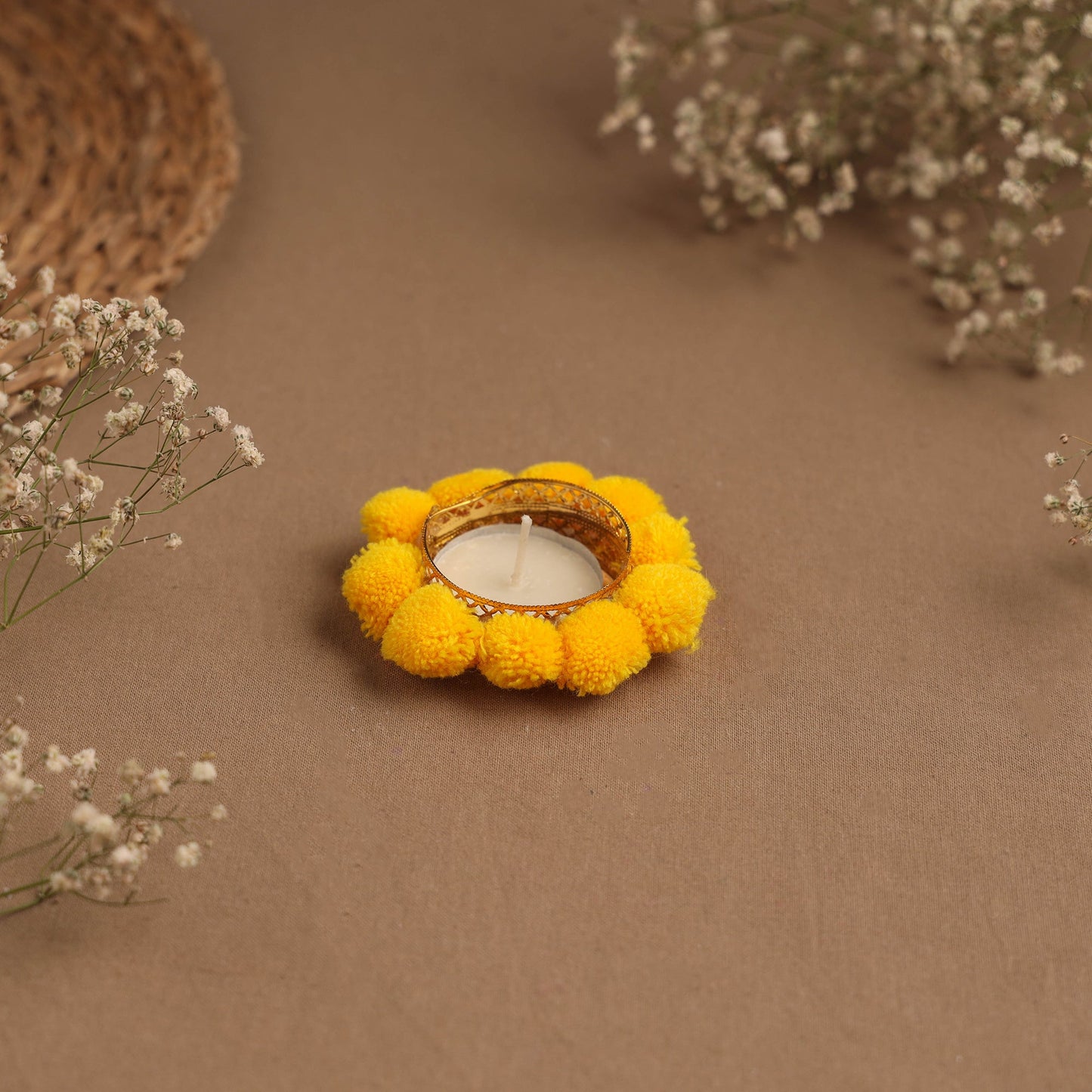 Handmade pom tealight candle holder 23 - handcrafted