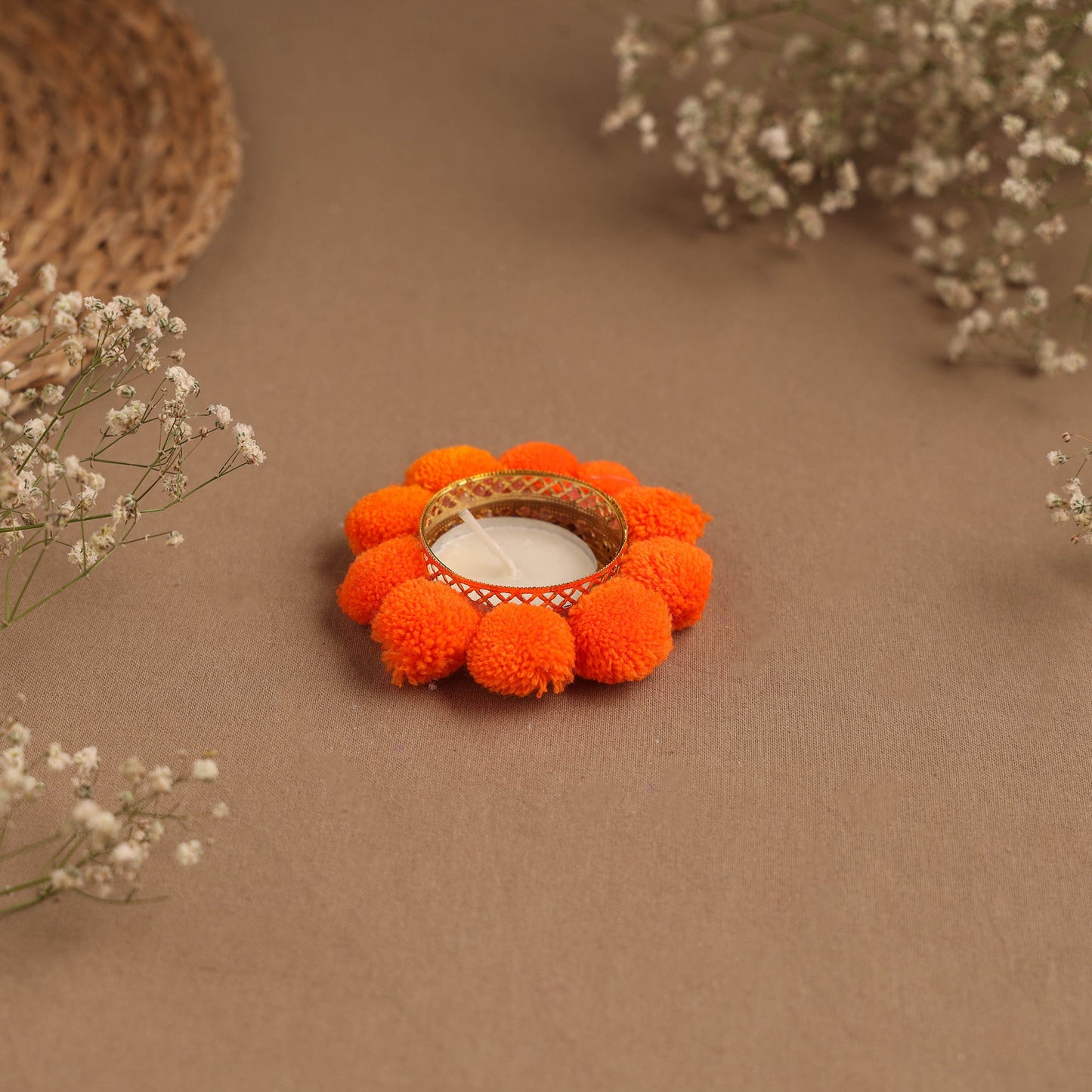 Handmade pom tealight candle holder 24 - handcrafted