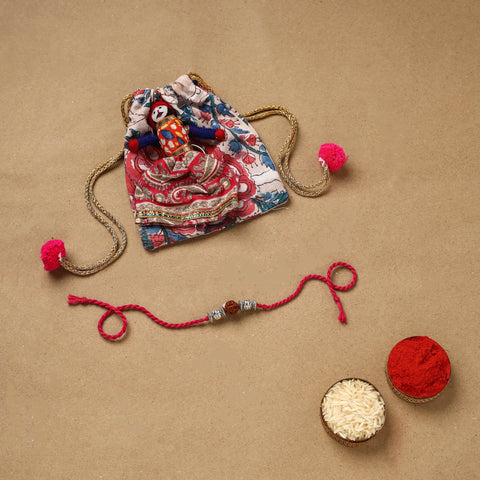 Handmade rudraksh work rakhi 41 - handcrafted