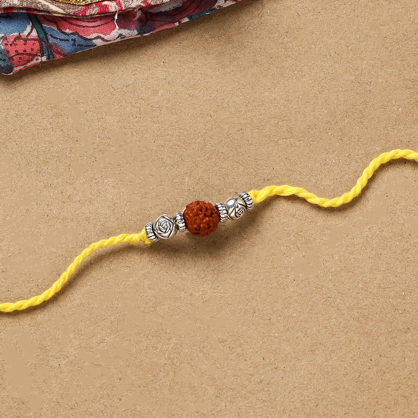 Handmade rudraksh work rakhi 42 - handcrafted