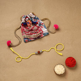 Handmade rudraksh work rakhi 42 - handcrafted
