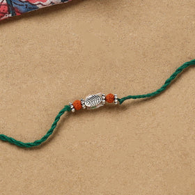 Handmade rudraksh work rakhi 43 - handcrafted