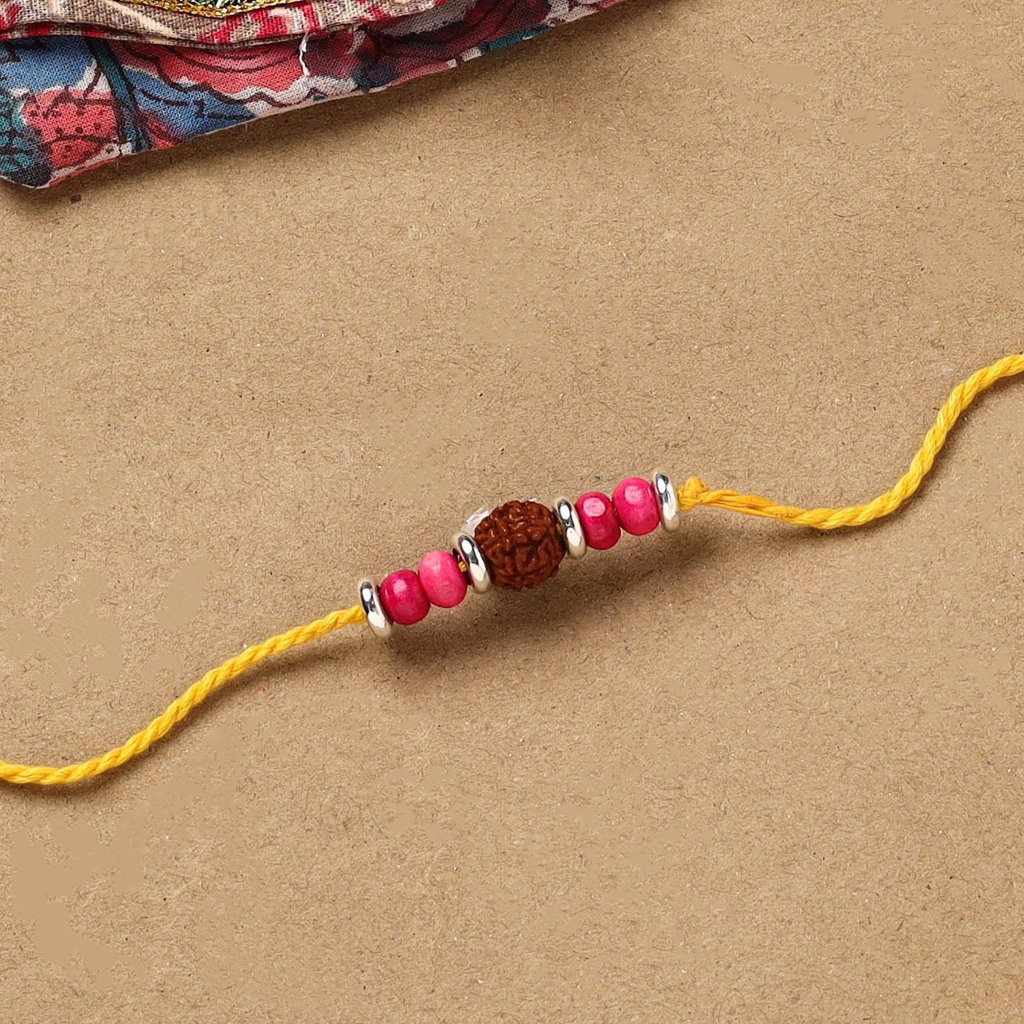 Handmade rudraksh work rakhi 44 - handcrafted