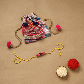 Handmade rudraksh work rakhi 44 - handcrafted