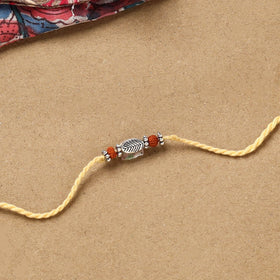 Handmade rudraksh work rakhi 45 - handcrafted