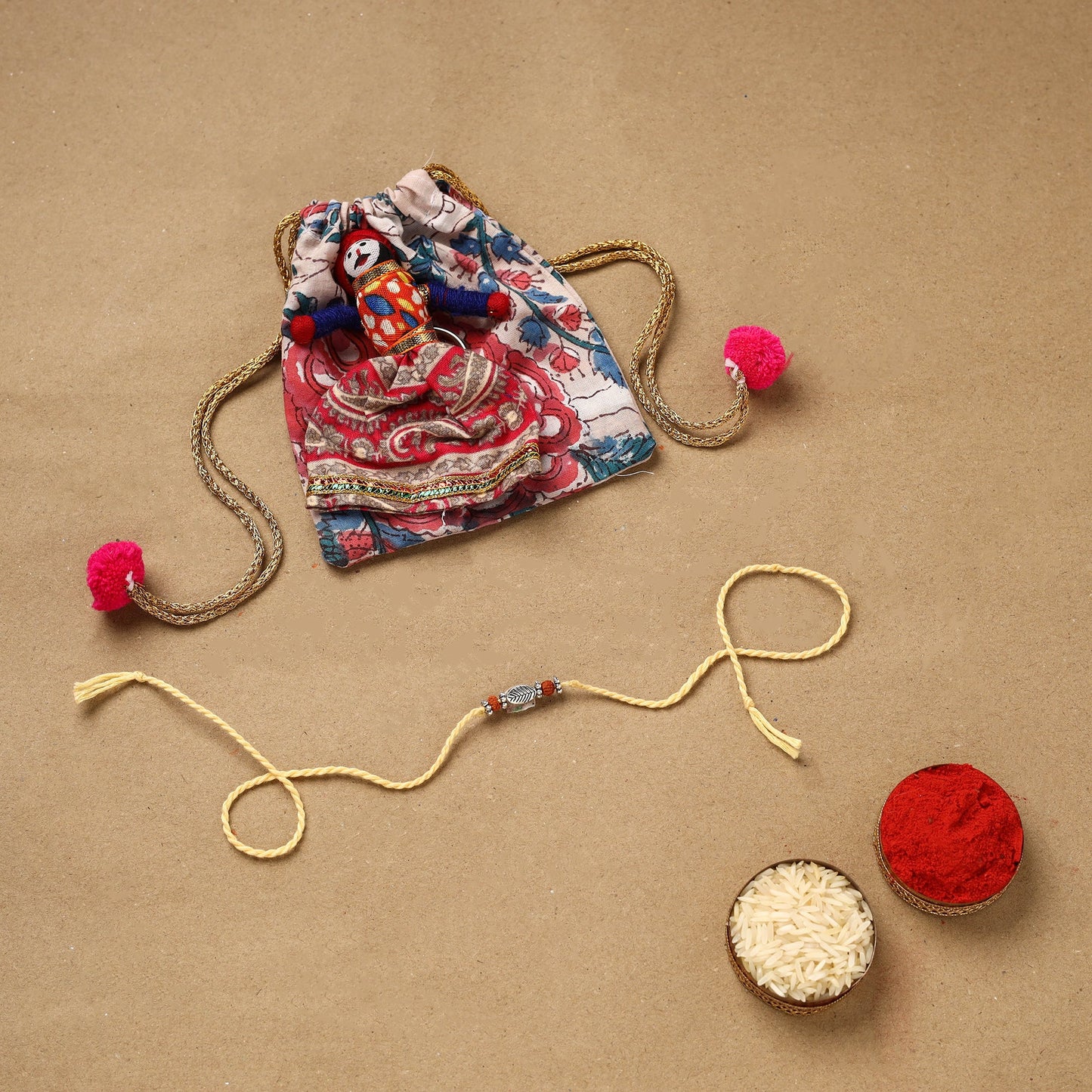 Handmade rudraksh work rakhi 45 - handcrafted