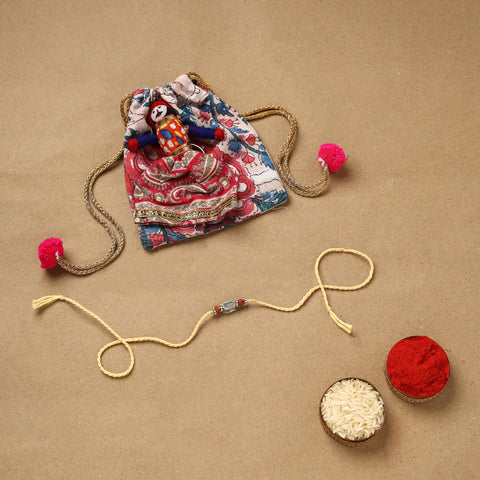 Handmade rudraksh work rakhi 45 - handcrafted