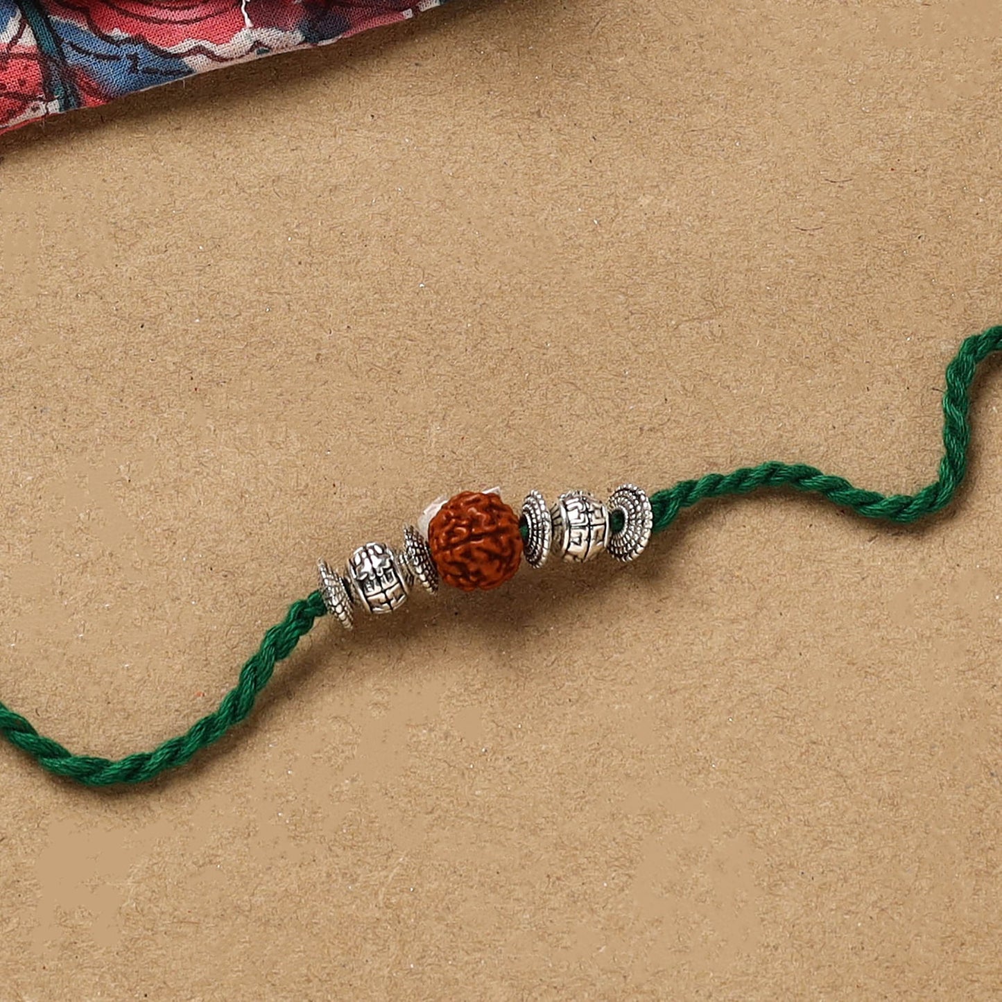 Handmade rudraksh work rakhi 46 - handcrafted