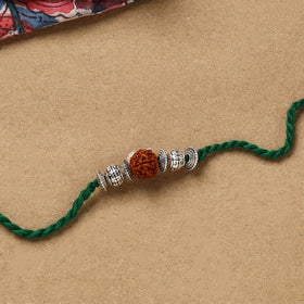 Handmade rudraksh work rakhi 46 - handcrafted