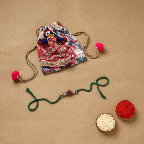 Handmade rudraksh work rakhi 46 - handcrafted