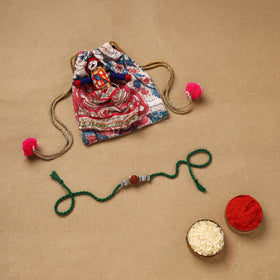 Handmade rudraksh work rakhi 46 - handcrafted