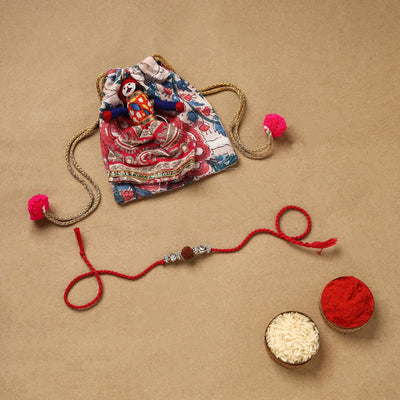 Handmade rudraksh work rakhi 48 - handcrafted