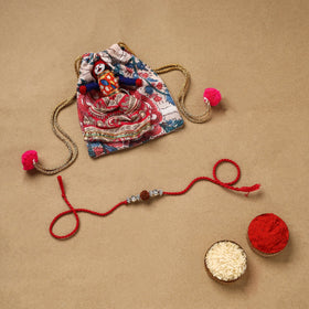 Handmade rudraksh work rakhi 48 - handcrafted
