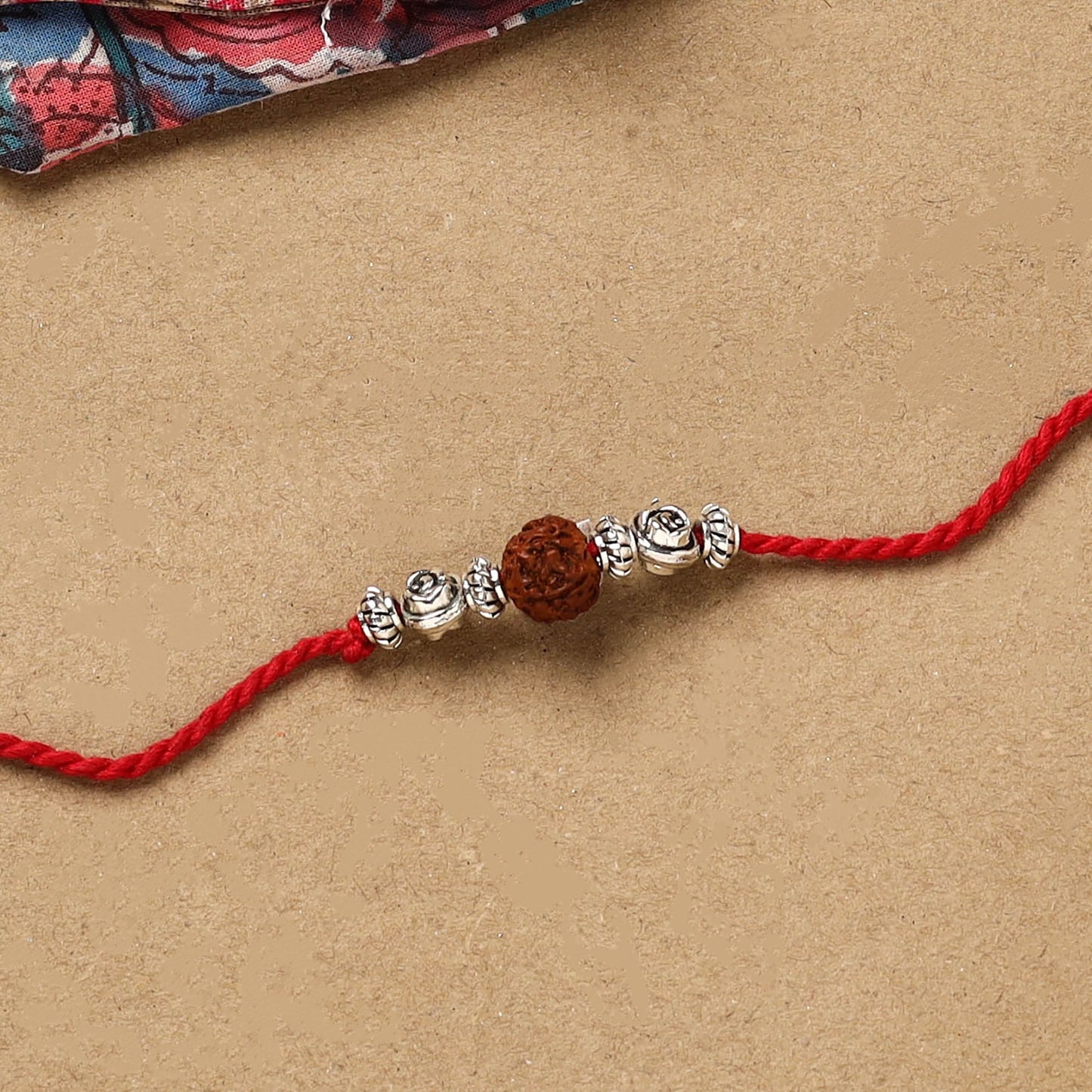 Handmade rudraksh work rakhi 48 - handcrafted