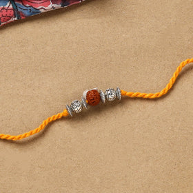 Handmade rudraksh work rakhi 49 - handcrafted